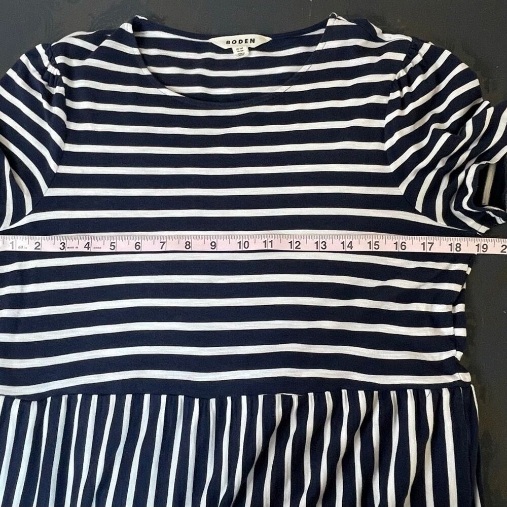 Boden Emma Tiered Jersey Midi Dress Navy Blue And White Stripes Size 10P - Picture 6 of 12